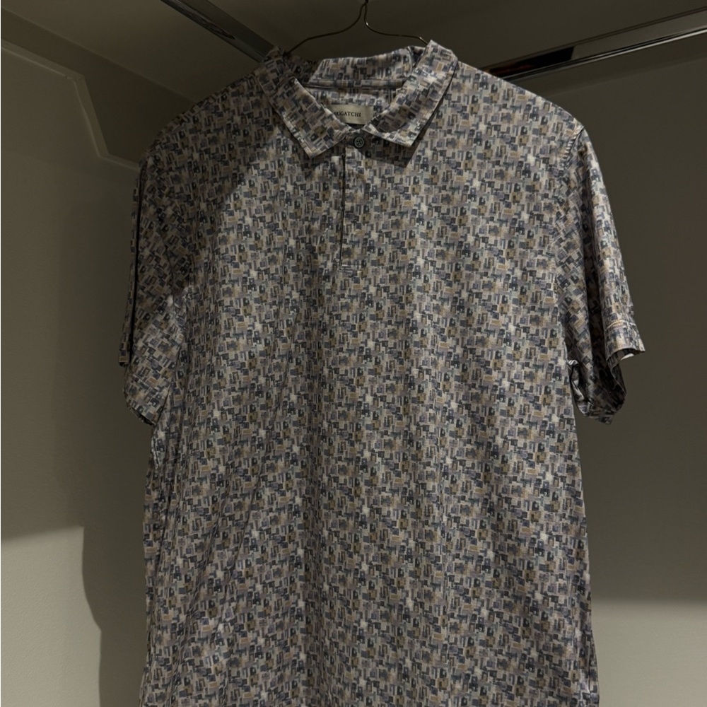 Bugatchi Men's Geometric Pattern Shirt - Blue and Gray